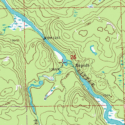 Topographic Map of Jeanette Creek, MN