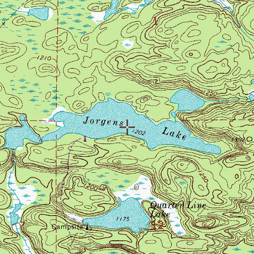 Topographic Map of Jorgens Lake, MN