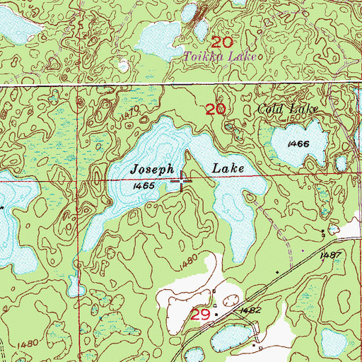 Topographic Map of Joseph Lake, MN