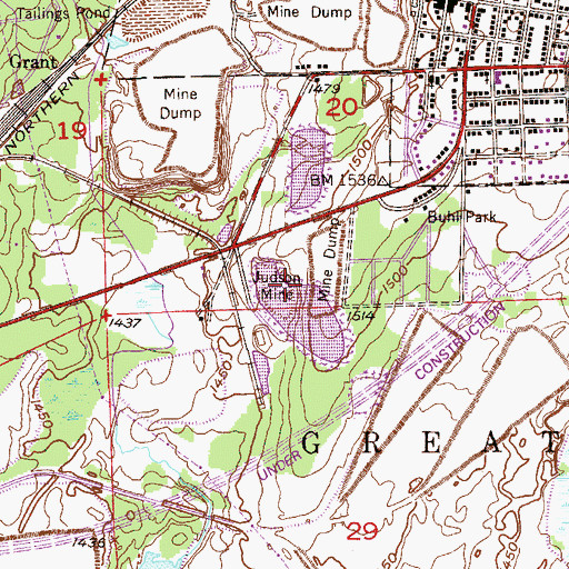 Topographic Map of Judson Mine, MN
