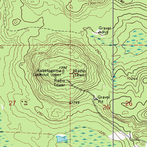 Topographic Map of Kabetogama Lookout Tower, MN