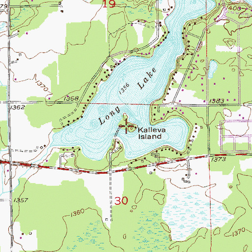 Topographic Map of Kalleva Island, MN