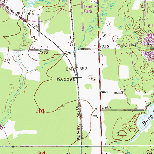 Topographic Map of Keenan, MN