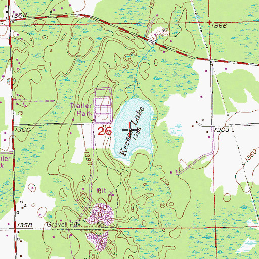 Topographic Map of Keenan Lake, MN