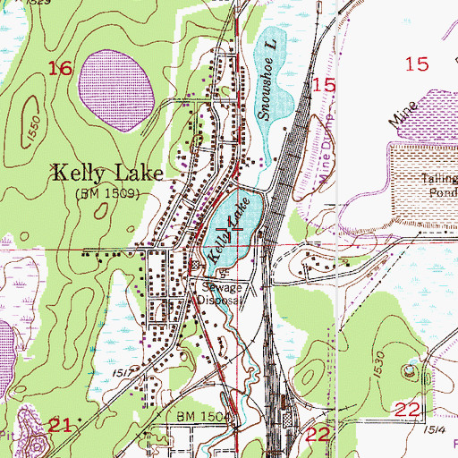 Topographic Map of Kelly Lake, MN