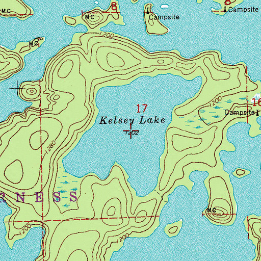 Topographic Map of Kelsey Lake, MN