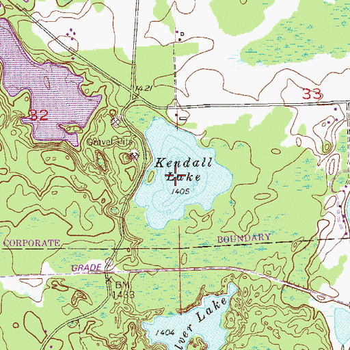 Topographic Map of Kendall Lake, MN