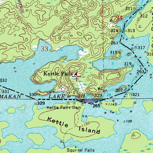 Topographic Map of Kettle Falls, MN