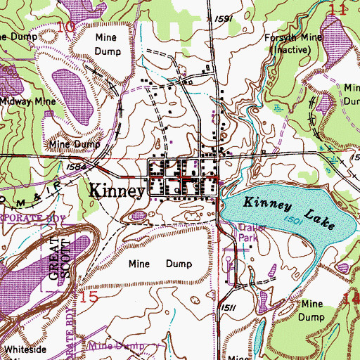 Topographic Map of Kinney, MN