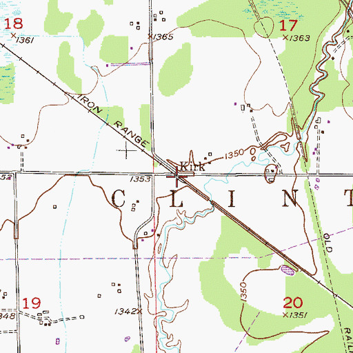 Topographic Map of Kirk, MN