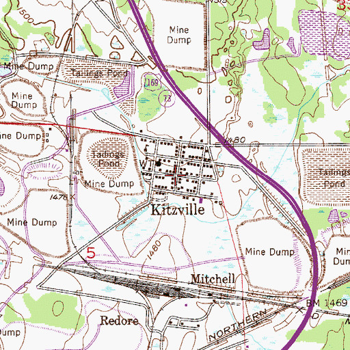 Topographic Map of Kitzville, MN