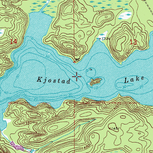 Topographic Map of Kjostad Lake, MN