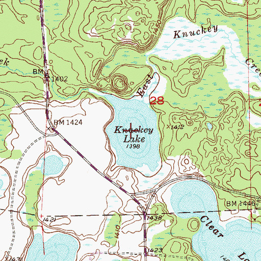 Topographic Map of Knuckey Lake, MN