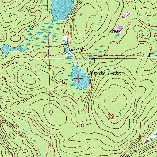 Topographic Map of Knute Lake, MN