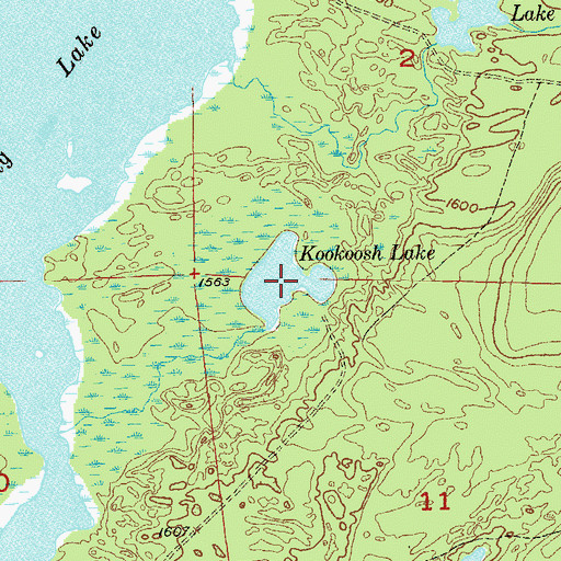 Topographic Map of Kookoosh Lake, MN