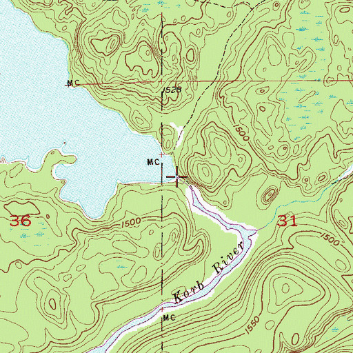 Topographic Map of Korb River, MN