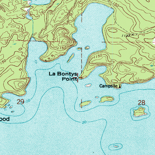 Topographic Map of La Bontys Point, MN