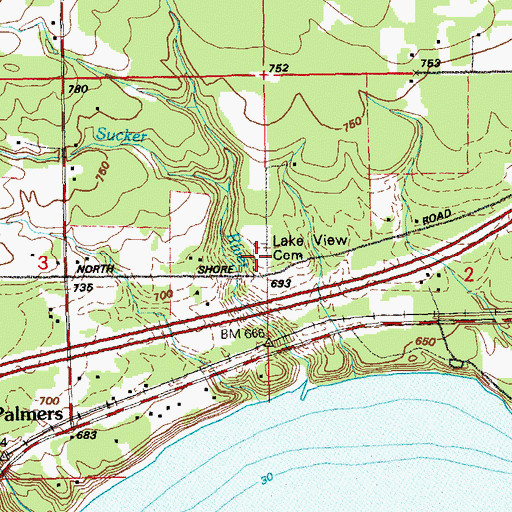 Topographic Map of Lake View Cemetery, MN