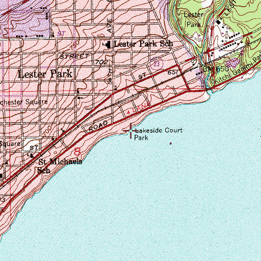Topographic Map of Lakeside Court Park, MN
