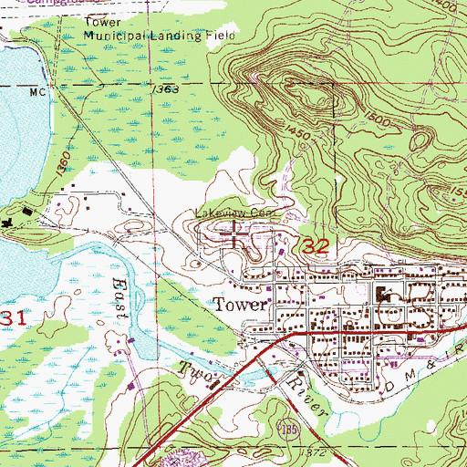 Topographic Map of Lakeview Cemetery, MN