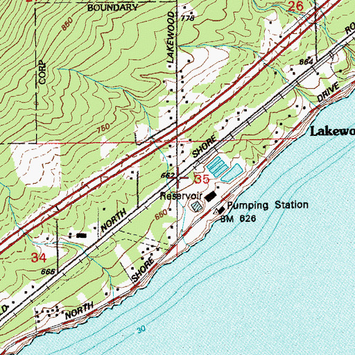 Topographic Map of Lakewood, MN