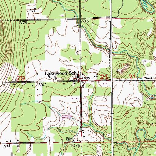 Topographic Map of Lakewood School, MN