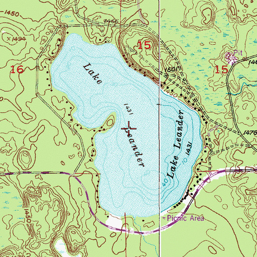 Topographic Map of Lake Leander, MN