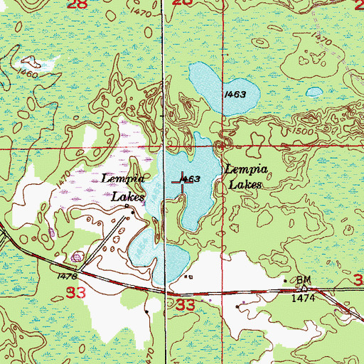 Topographic Map of Lempia Lakes, MN