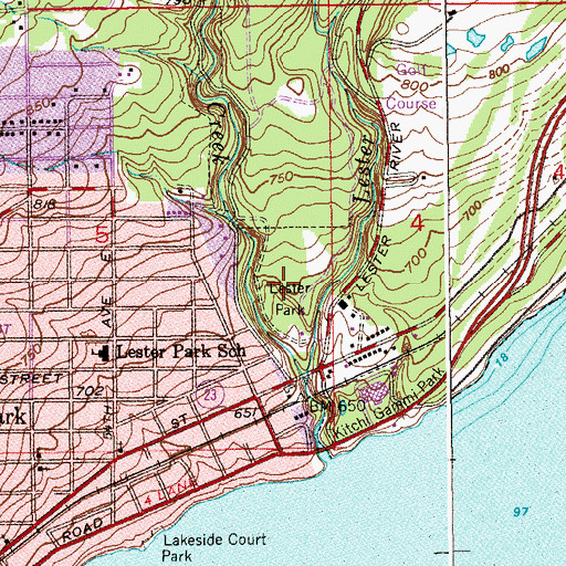 Topographic Map of Lester Park, MN