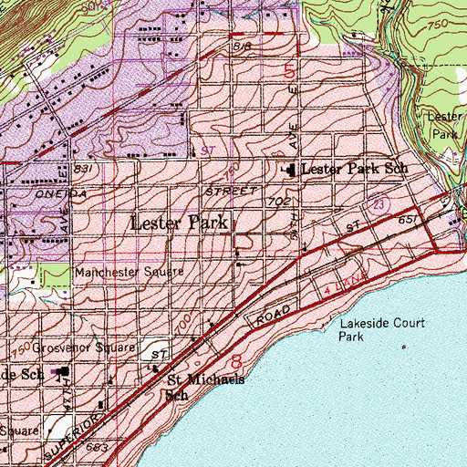 Topographic Map of Lester Park, MN