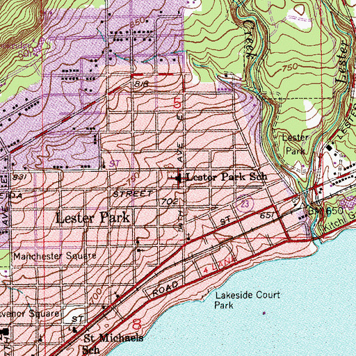 Topographic Map of Lester Park School, MN