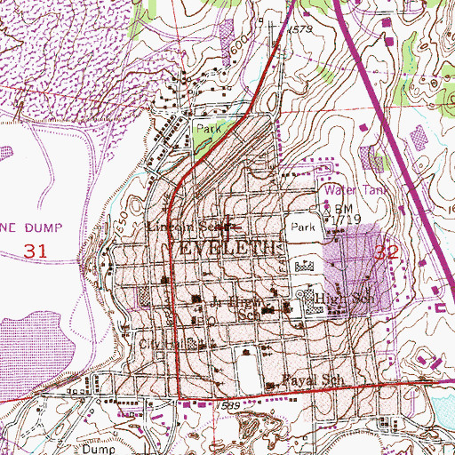 Topographic Map of Lincoln School, MN