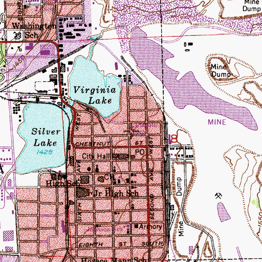 Topographic Map of Lincoln School, MN