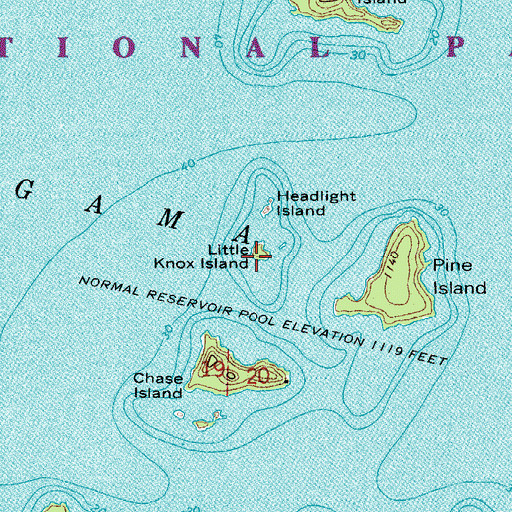 Topographic Map of Little Knox Island, MN
