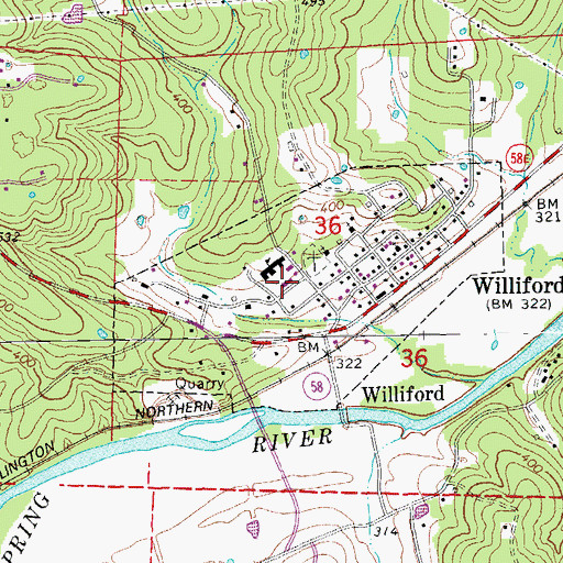 Topographic Map of Williford Elementary School, AR
