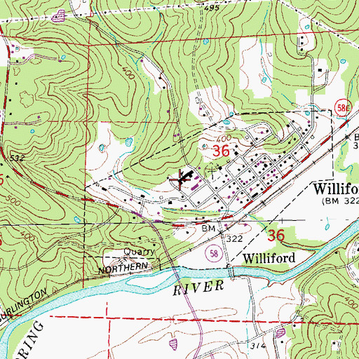 Topographic Map of Williford High School, AR