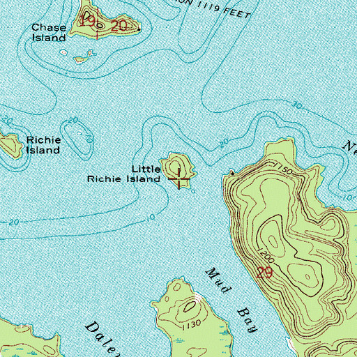 Topographic Map of Little Richie Island, MN