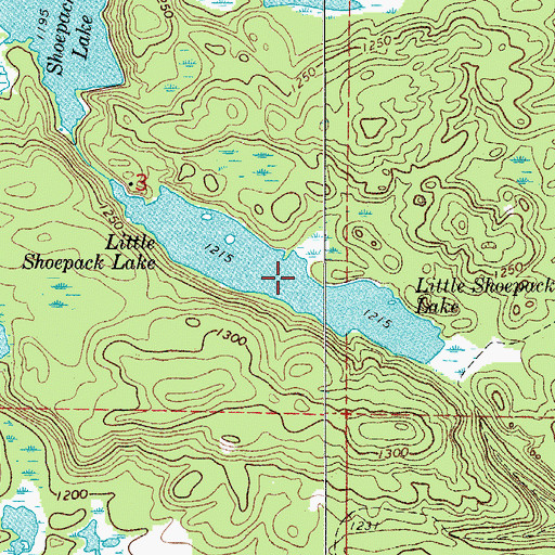 Topographic Map of Little Shoepack Lake, MN
