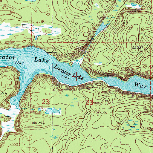Topographic Map of Locator Lake, MN