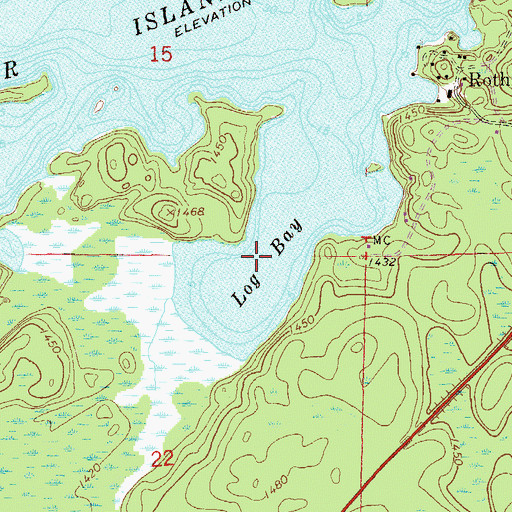 Topographic Map of Log Bay, MN