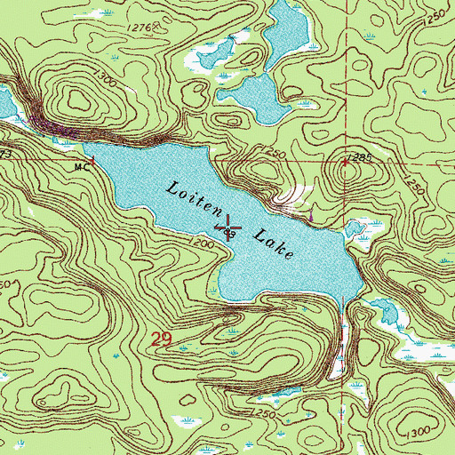 Topographic Map of Loiten Lake, MN