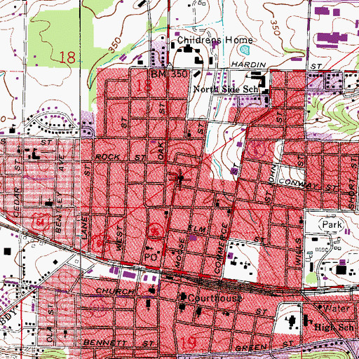 Topographic Map of Calvary Baptist Church, AR