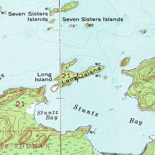 Topographic Map of Long Island, MN