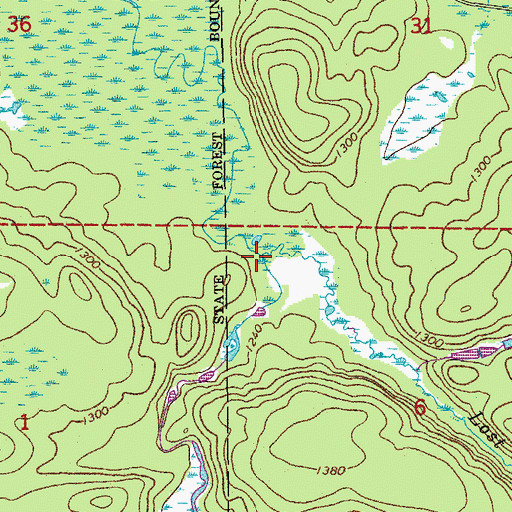 Topographic Map of Lost Jack Creek, MN