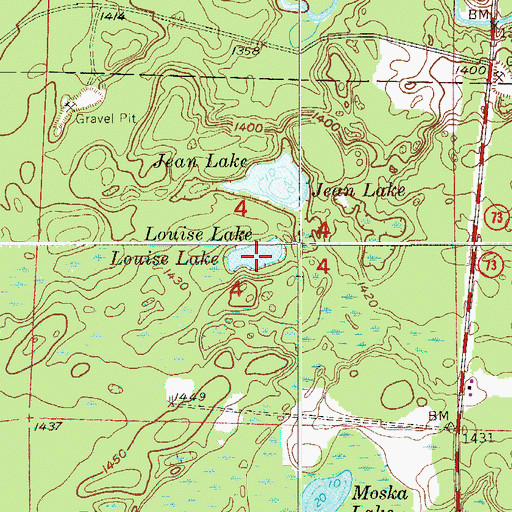 Topographic Map of Louise Lake, MN