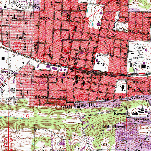 Topographic Map of Conway County Courthouse, AR