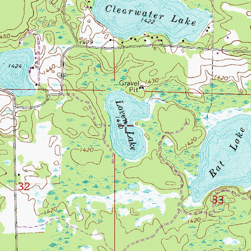 Topographic Map of Loven Lake, MN