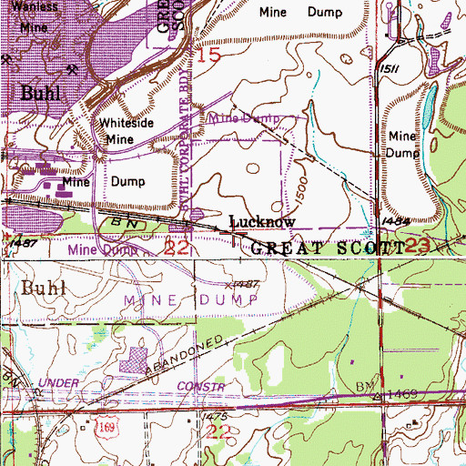 Topographic Map of Lucknow, MN