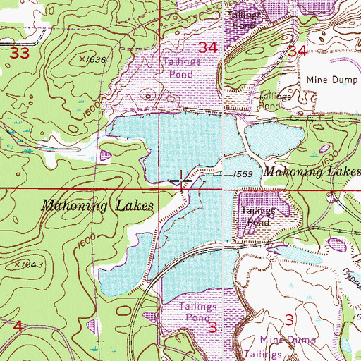 Topographic Map of Mahoning Lakes, MN