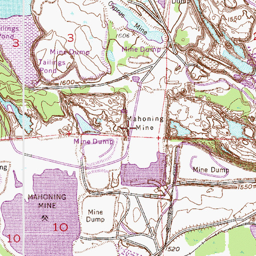 Topographic Map of Mahoning Mine, MN